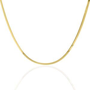 NWT Wendy Herringbone Necklace 1.87mm // 14kt Italian Gold Vermeil 16" + 2" ext